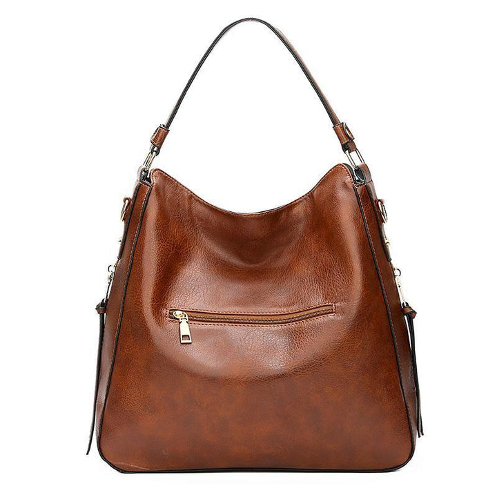 Classic Leather Handbag with Anti-Theft Protection