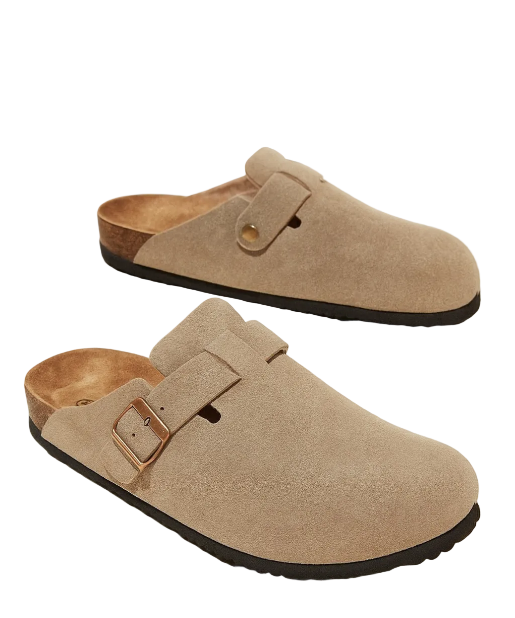 Genuine Suede Clogs  -  Comfort