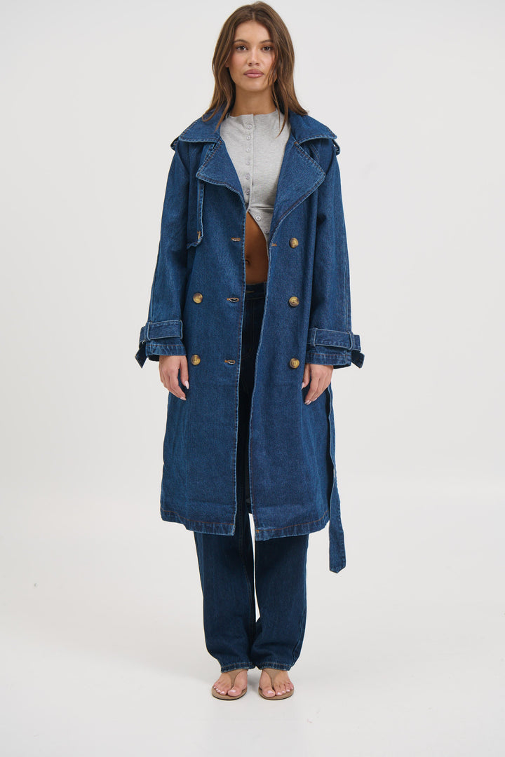 Ashley Trench Coat Dark Denim