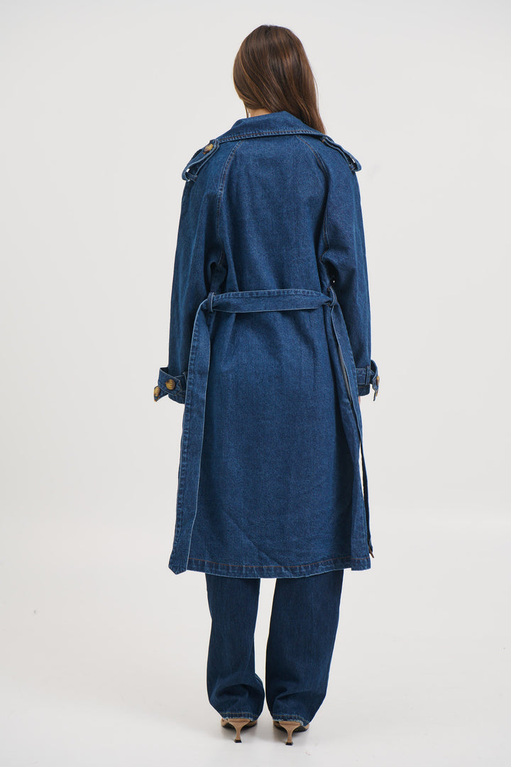 Ashley Trench Coat Dark Denim