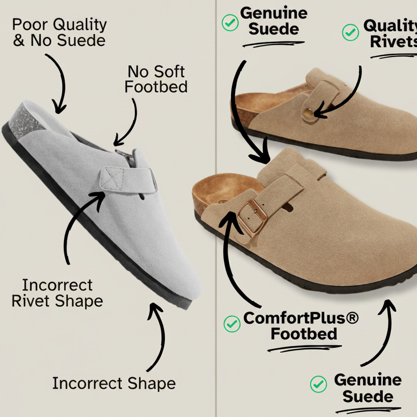 Genuine Suede Clogs  -  Comfort