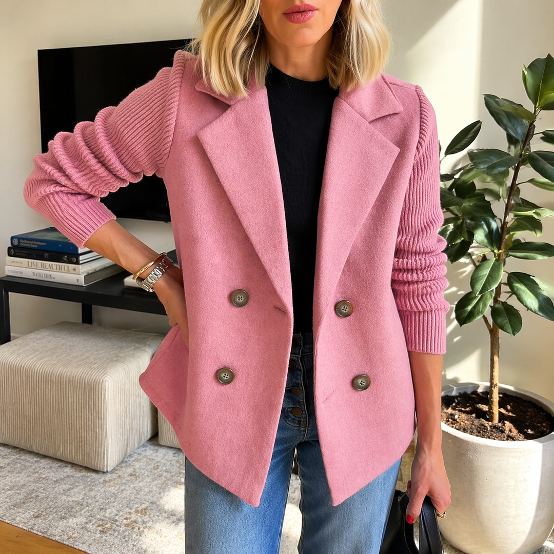 Women's Lapel Button Patchwork Sleeve Casual Coat