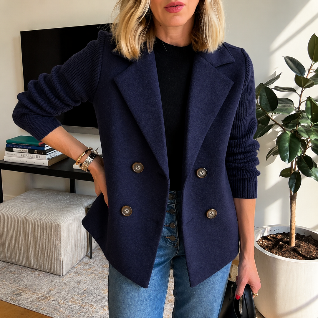 Women's Lapel Button Patchwork Sleeve Casual Coat
