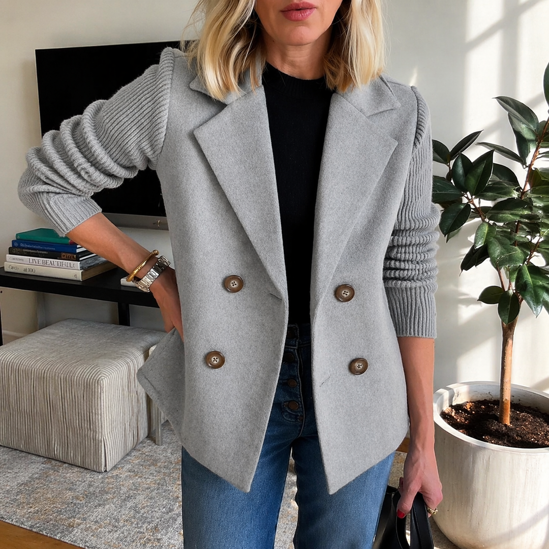 Women's Lapel Button Patchwork Sleeve Casual Coat