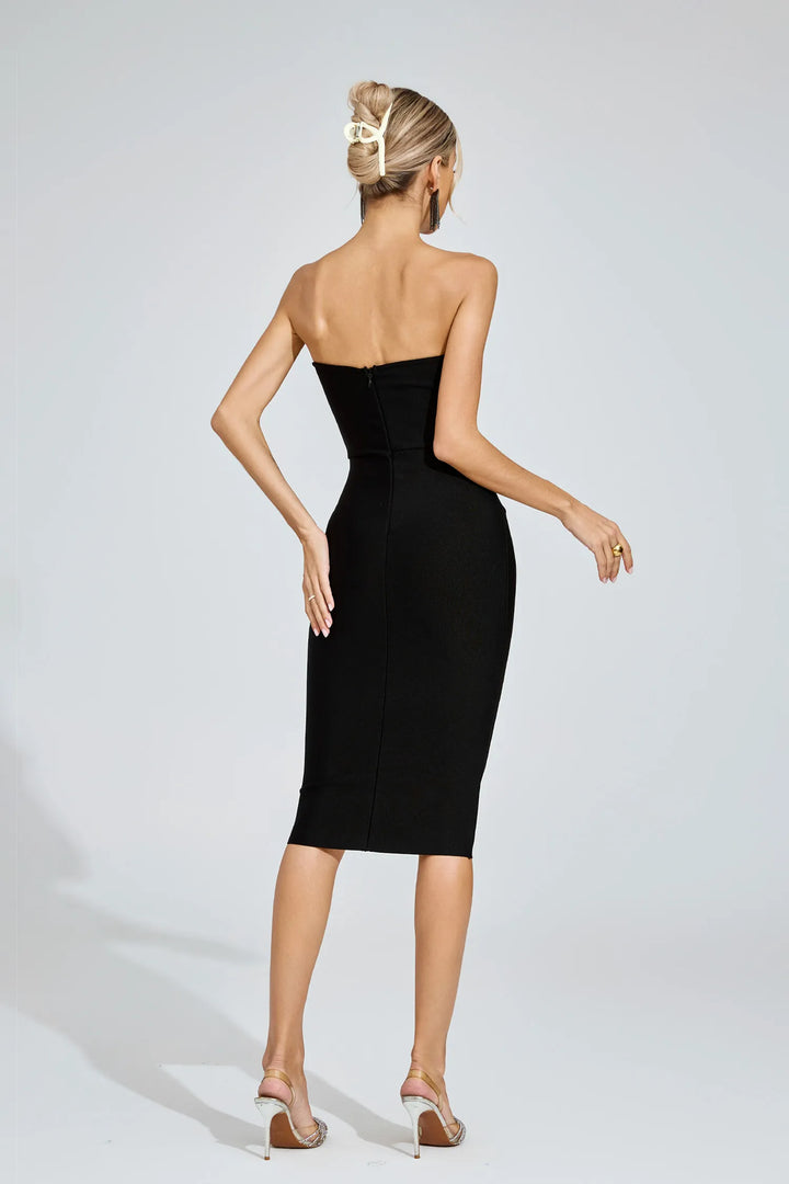 Gabriella Strapless Bow Accent Midi Dress