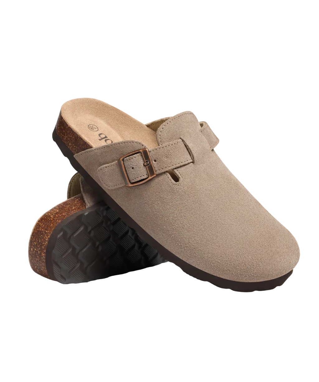 Genuine Suede Clogs  -  Comfort