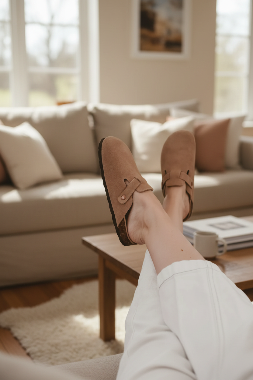 Genuine Suede Clogs  -  Comfort